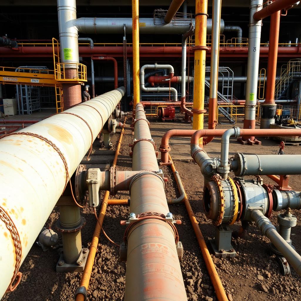 Aging brownfield pipework and equipment being modified