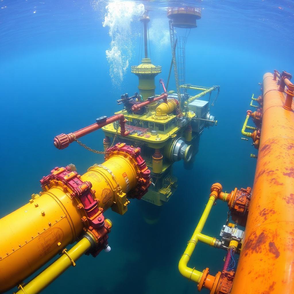 Subsea manifold and pipelines in deep water